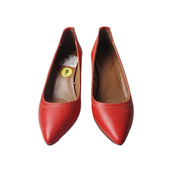 Calvin Klein Jeans Heels Size 9 Kaleigh Red Women's Leather Slip On Pumps - Picture 2 of 10